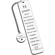 11th Anniversary Steel Gifts for Women Men 11 Year Anniversary Bookmark Gifts for Husband Wife Steel Gift for 11th Wedding Anniversary for Couples Book Lover Gift Book Accessories for Her Him