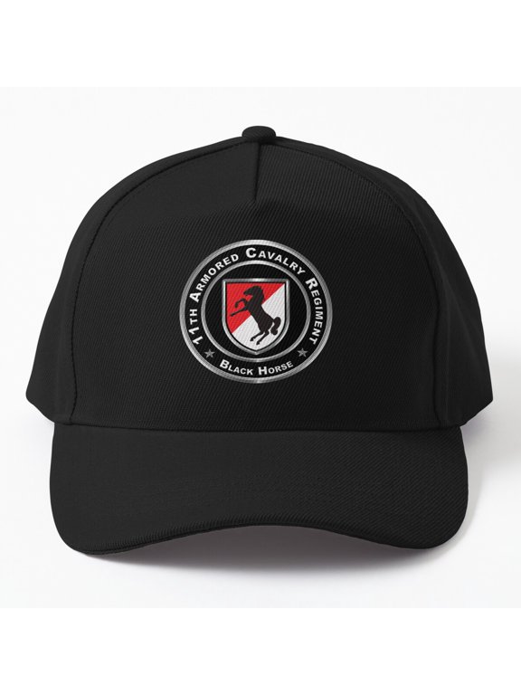11th Armored Cavalry Black Horse Baseball Cap, Military Regiment Heritage Design Hat