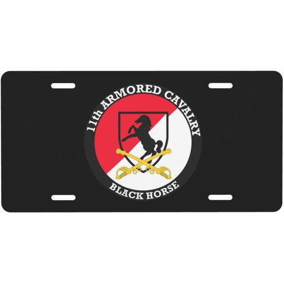 11th-Armored-Cavalry-Regiment-Black-Horse Car License Plate Covers Aluminum Frames License Plate 6 x 12 Inch with 4 Holes