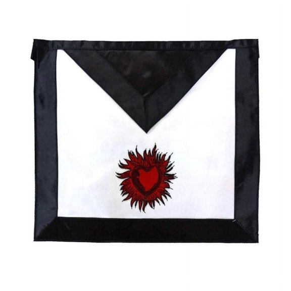 11th Degree Scottish Rite Apron - White with Red Emblem and Moire Ribbon