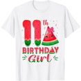 11th Watermelon Themed Fruit Birthday Girl Party 11 Year Old TShirt