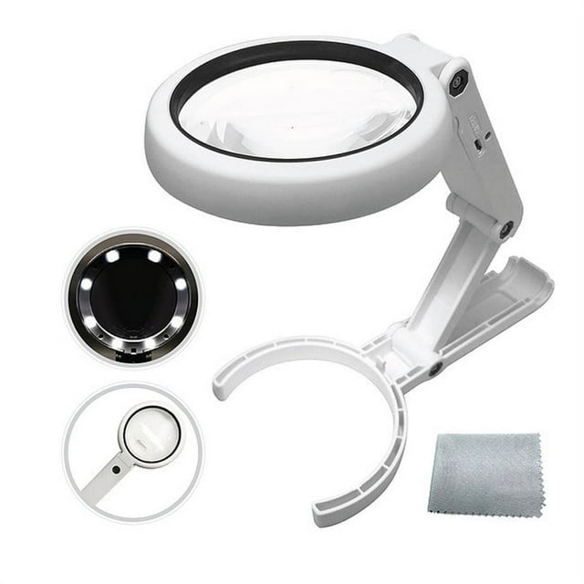 11x Magnifying glass with Light and Stand,Dual Foldable Handheld