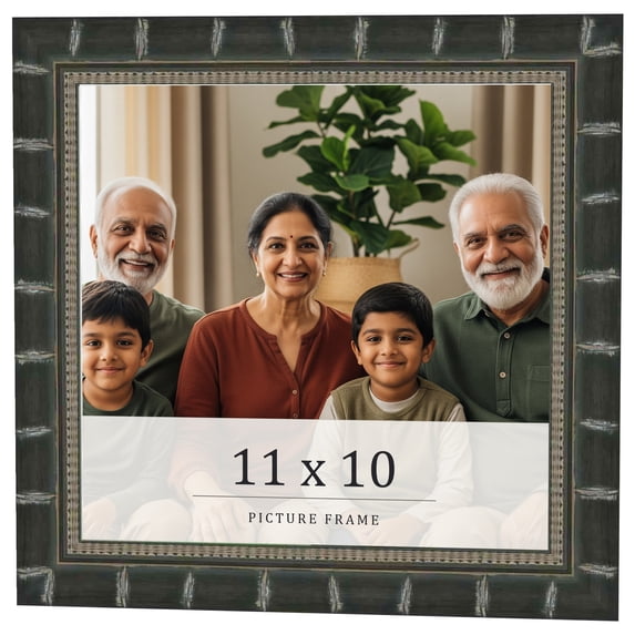 11x10 Frame Black Bamboo Solid Wood Picture Frame Width 1.5 Inches | Interior Frame Depth 0.5