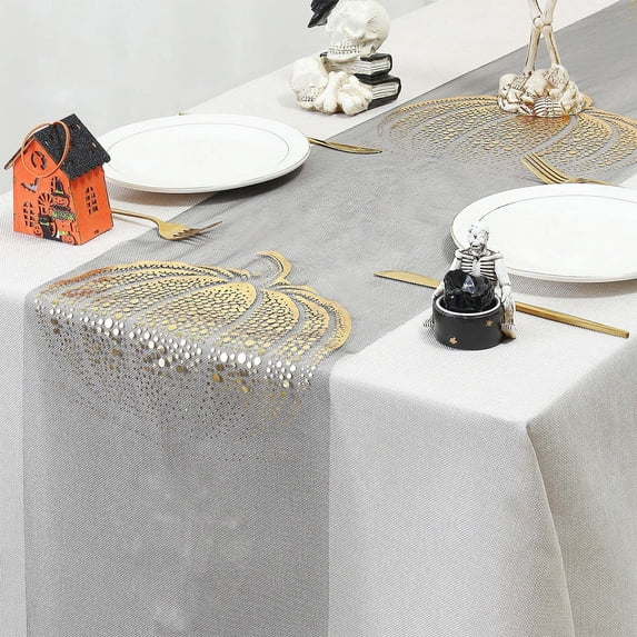 11x108 Inch Thanksgiving Pumpkin Fall Table Runner Decor, Seasonal Autumn Kitchen Dining Table Decoration for Home Party Decor Fall Runner for Table Fall Harvest Thanksgiving Table Decoration