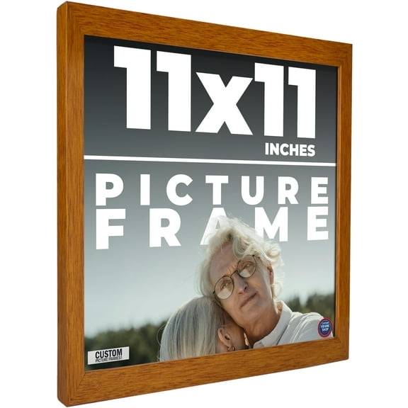 11x11 - 11 x 11 Honey Pecan Flat Solid Wood Frame with UV Framer's Acrylic & Foam Board Backing -