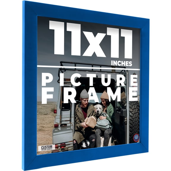 11x11 Classic Modern Blue Picture Frame - UV Acrylic, Foam Board Backing, Hanging Hardware