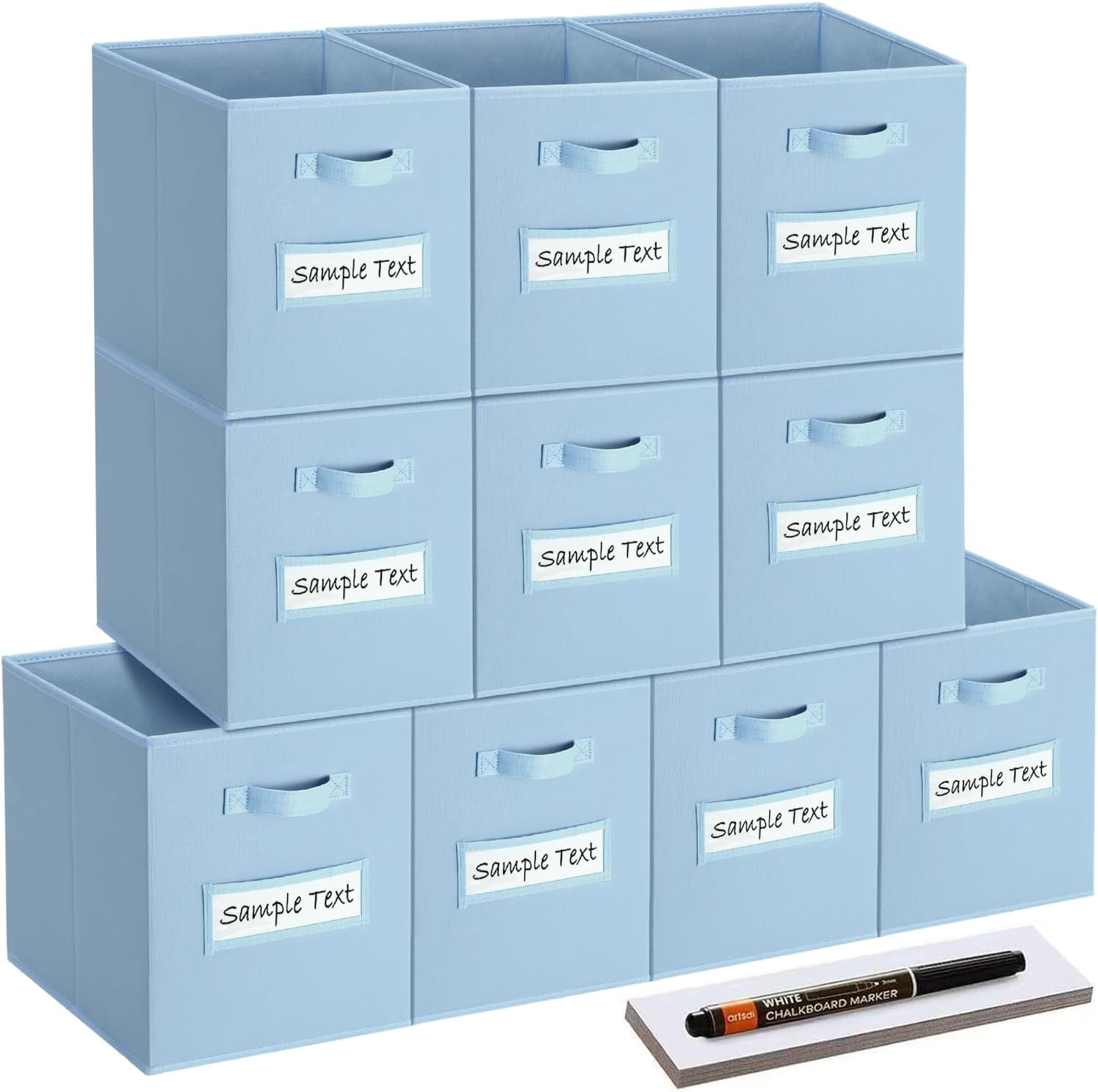 11x11 Foldable Fabric Storage Cube Bins Set of 10 with Label Window ...