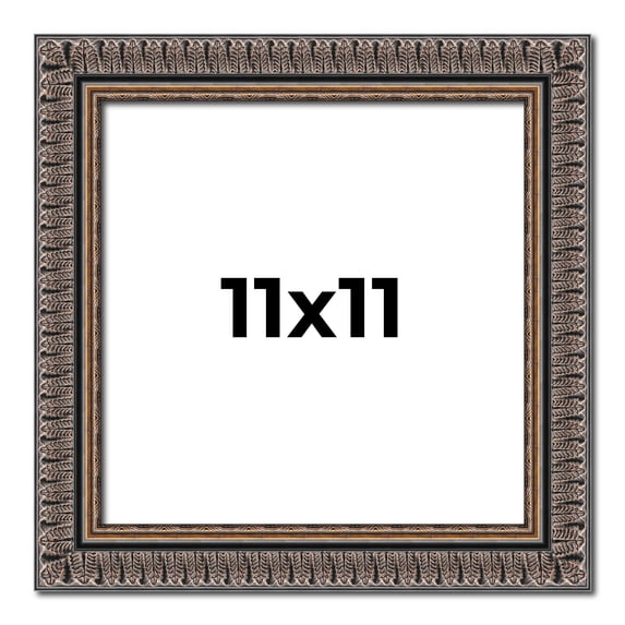 11x11 Frame Black Feather Payton Ornate Solid Wood Picture Frame Width 1.75 Inches | Interior Depth