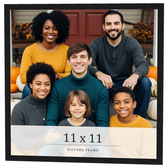 11x11 Frame Black Real Wood Picture Frame Width 0.75 inches | Interior Frame Depth 0.5 inches |