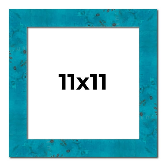 11x11 Frame Blue Teal Burl Wood Picture Frame | 1.75 Inch Moulding Width | Interior Frame Depth 0.5
