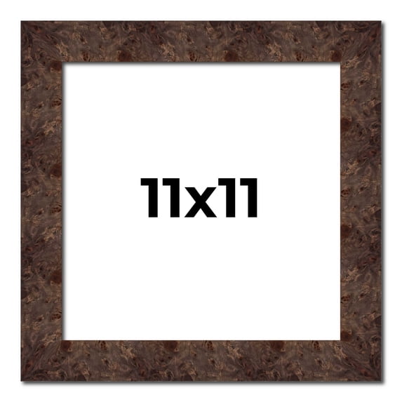 11x11 Frame Brown Burl Real Wood Picture Frame Width 1.625 Inches | Interior Frame Depth 0.5 Inches