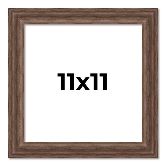 11x11 Frame Brown Farmhouse Solid Wood Picture Frame Width 1.5 Inches | Interior Frame Depth 0.5