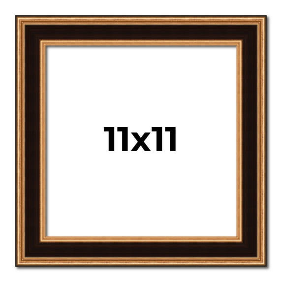 11x11 Frame Gold Brown Plein Air Vintage Solid Wood Picture Frame | 1.75 Inches Moulding Width |