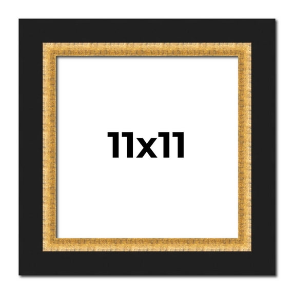 11x11 Frame Gold Real Wood Picture Frame Width 2.25 Inches | Interior Frame Depth 0.5 Inches |