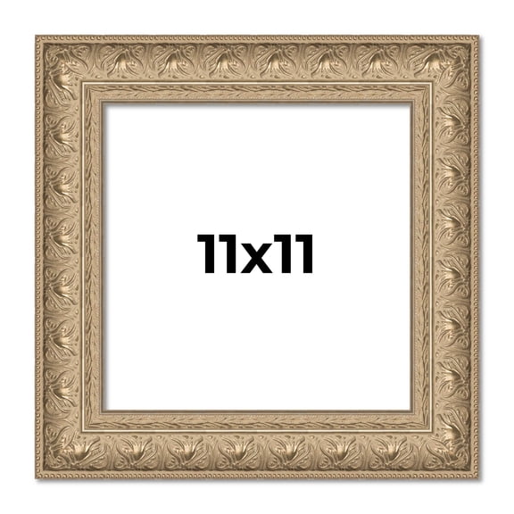 11x11 Frame Ornate Silver Beaded Solid Wood Picture Frame Width 2.5 Inches | Interior Depth 1