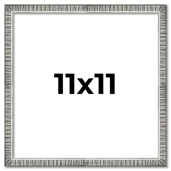 11x11 Frame Silver Grey Distressed Solid Wood Picture Frame | 0.75 Inch Moulding Width | Interior