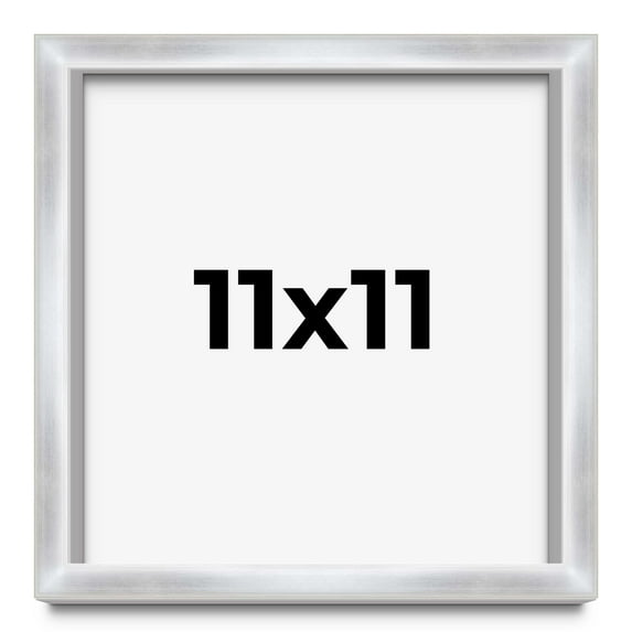 11x11 Frame Silver Whitewashed Wood Grain Solid Wood Shadow Box | 0.75 Inch Moulding Width | 0.75