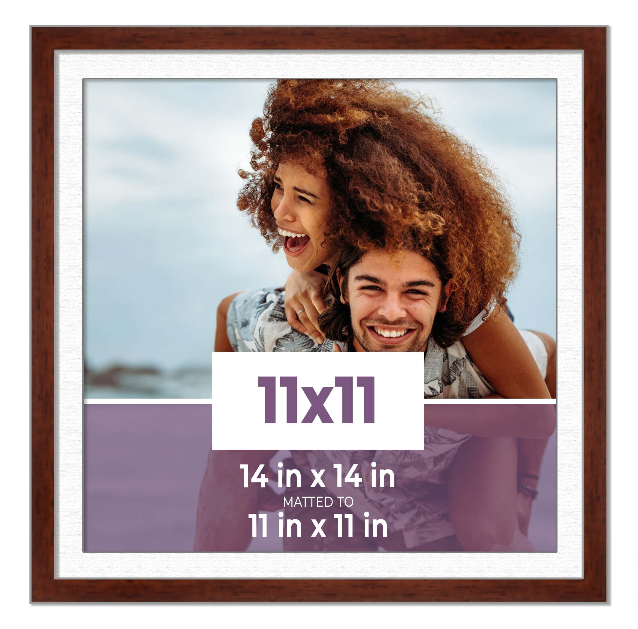 11x11 Frame Walnut With White Picture Mat For 11x11 Photo - Walnut ...