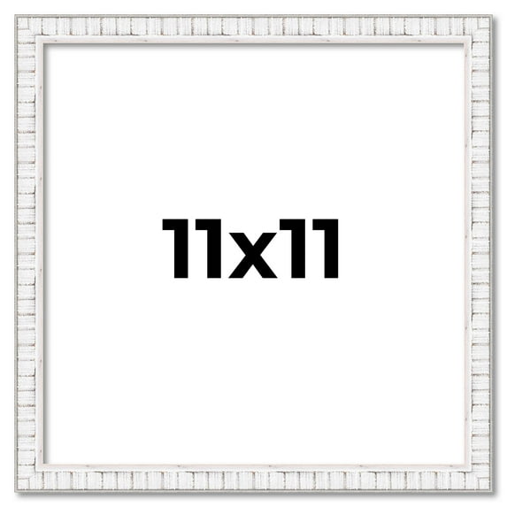 11x11 Frame White Scuffed Rustic Solid Wood Picture Frame | 0.75 Inch Moulding Width| Includes UV