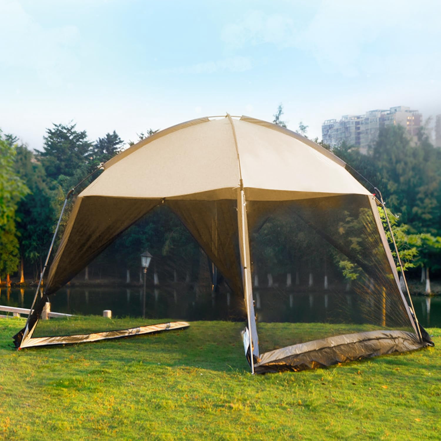 Screen House Room, GVDV 11x11 Ft Mesh Net Screen Tent Canopy, Easy Setup & Waterproof & Sunshade, Suitable for Camping Trip, Beach, Picnic