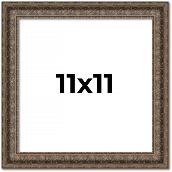 11x11 Ornate Brown Real Wood Picture Frame Width 1.5 Inches | Interior Frame Depth 0.5 Inches |
