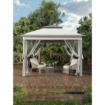 11x11 PopUp Gazebo, Outdoor Canopy Tent, Instant Screened Shelter with Mosquito Netting for Patio, Garden, Backyard, Party, Camping