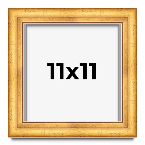 11x11 Shadow Box Frame Gold | 1.75 Inches Deep Real Wood Traditional Shadowbox Display Frame | UV