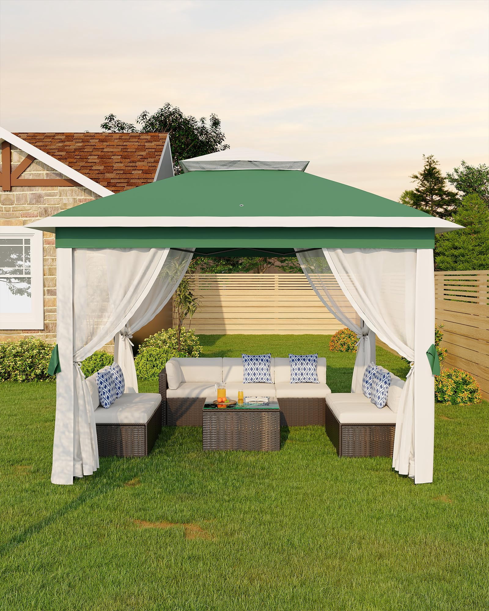 11x11ft Heavy Duty Pop Up Outdoor Gazebo Tent – Double Roof, Mosquito Netting, Water & UV Resistant, Sturdy Metal Frame, Easy Setup – Patio, Garden, Backyard, Deck