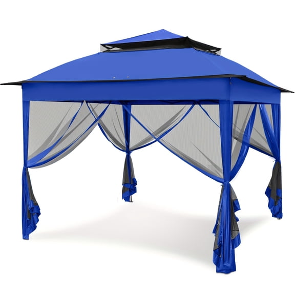 11x11ft Instant Pop-Up Gazebo Tent with Mosquito Netting, UV Protection Portable Canopy, No Assembly Lightweight Frame Netted Walls for Camping Picnic Backyard Poolside