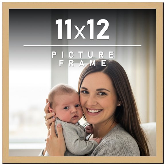 11x12 Frame Natural Wood Picture Frame | 0.75 Inch Moulding Width | with UV Acrylic Plexiglass,