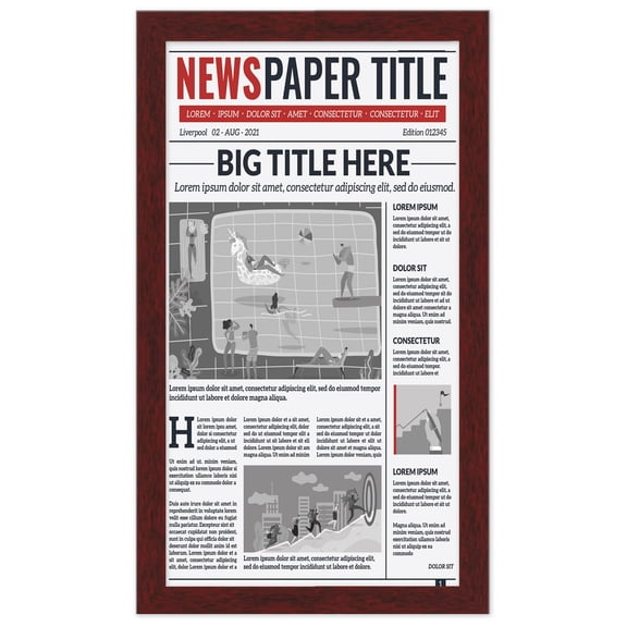 11x12 Newspaper Frame Solid Wood - Matte Brown Finish - Matches Any Decor - Size 11x12 - Shatter