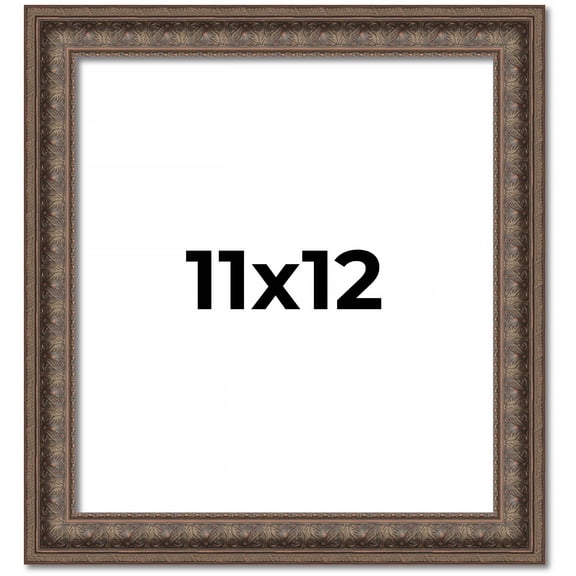 11x12 Ornate Brown Real Wood Picture Frame Width 1.5 Inches | Interior Frame Depth 0.5 Inches |