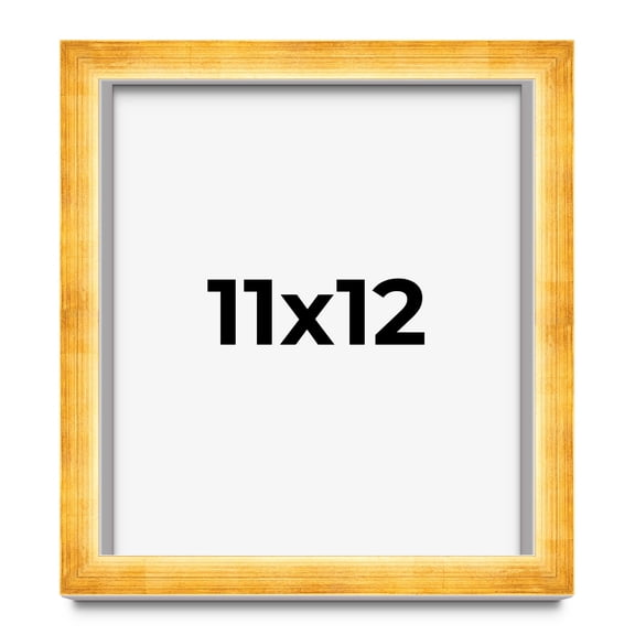 11x12 Shadow Box Frame Gold | 1.625 Inches Deep Real Wood Traditional Shadowbox Display Frame | UV