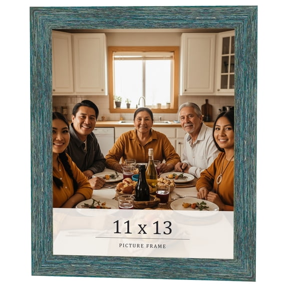 11x13 Frame Blue Rustic Barnwood Solid Wood Picture Frame Width 1.25 Inches | Interior Depth 0.5