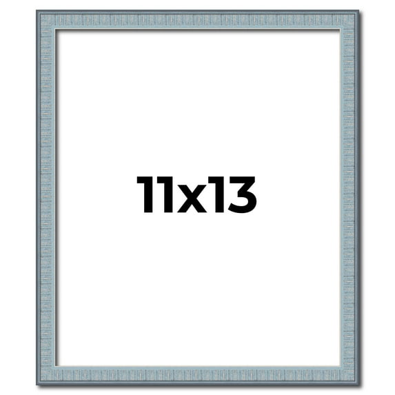 11x13 Frame Blue Scuffed Farm Board Real Pine Wood Picture Frame Width 0.75 Inches | Interior Depth