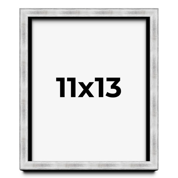 11x13 Frame Brushed Silver Solid Wood Picture Frame | 0.75 Inch Moulding Width | Rabbet Depth 0.75