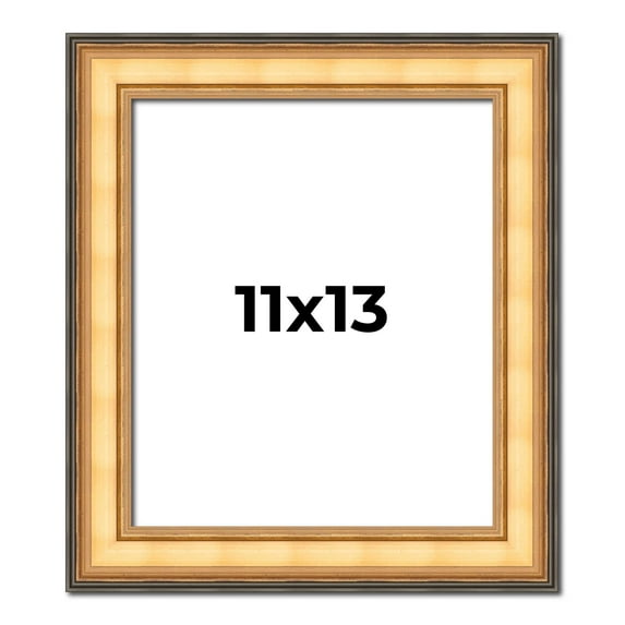 11x13 Frame Gold Plein Aire Solid Wood Picture Frame Width 2 Inches | Interior Frame Depth 0.5