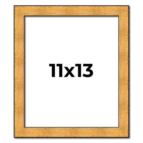 11x13 Frame Gold Rustic Solid Wood Picture Frame | 1.25 Inch Wide Moulding | Rustique Gold