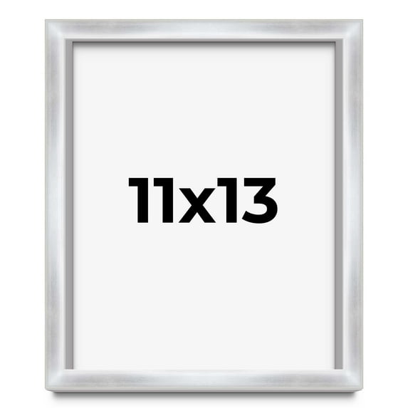 11x13 Frame Silver Whitewashed Wood Grain Solid Wood Shadow Box | 0.75 Inch Moulding Width | 0.75