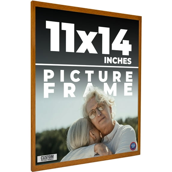 11x14 - 11 x 14 Honey Pecan Flat Solid Wood Frame with UV Framer's Acrylic & ...