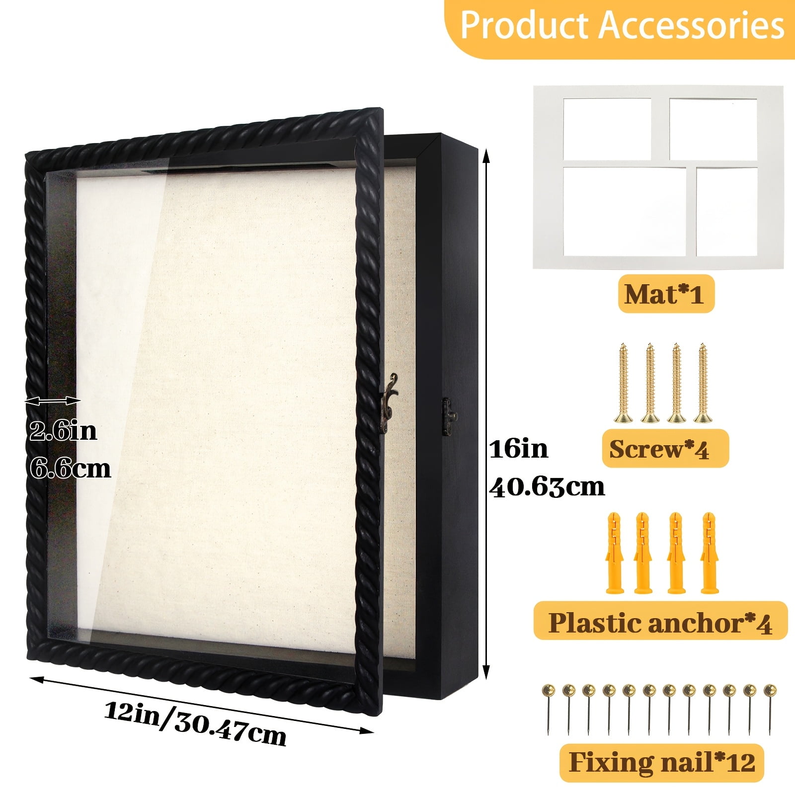 Large Rustic Shadow Box Frame 11x14/12x16 - Display Case with Linen ...