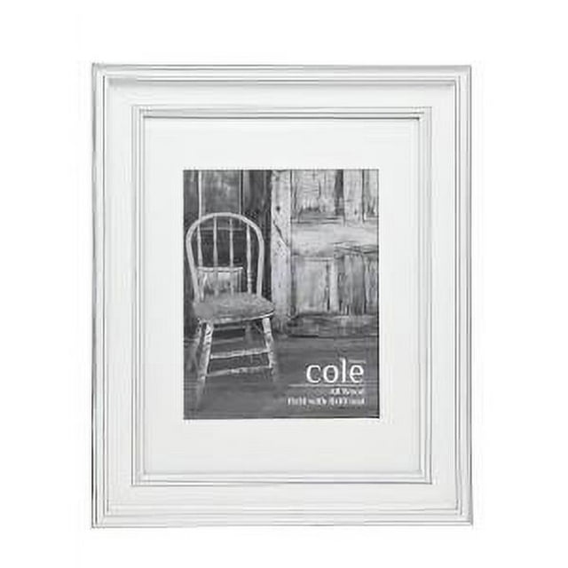 11x14 / 8x10 Distressed White Wooden Picture Frame with Mat Vertical or