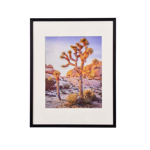 11x14 Aluminum Picture Frame - with Mat for 8x10 Photo or Without Mat for 11 x 14 Photo - Real Glass Cover - Simple and Elegant Decor for Wall Mounting - 2 Pack - Black