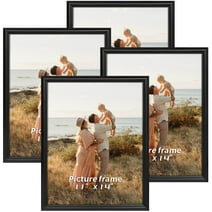 11x14 Black Picture Frames, 11 by 14 Poster Frames for Prints Display Set of 4