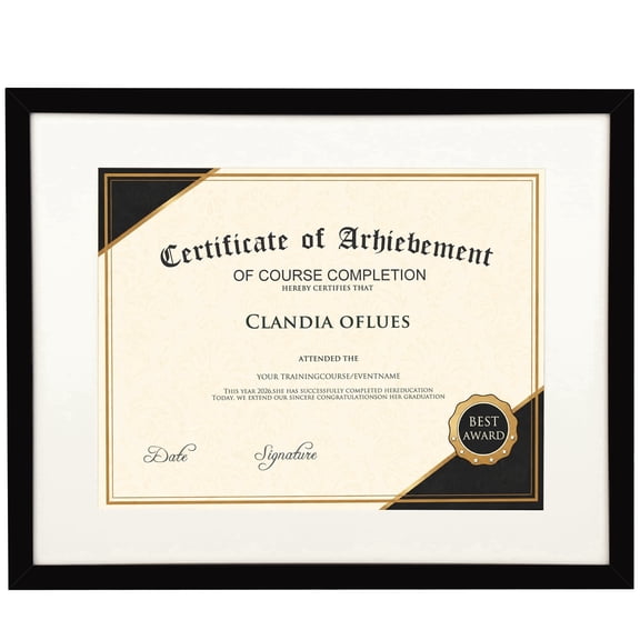 AEVETE 11x14 Diploma Frame with Support 8.5 x 11 Certificate Degree Document Frame for Wall and Tabletop, White Mat, 1 Pack