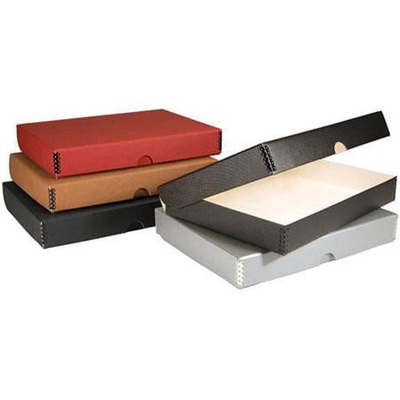 11x14" Clamshell Folio Storage Box, 1.75" Deep, Metal Edge Archival Boxboard, Removable Lid, Color: Gray