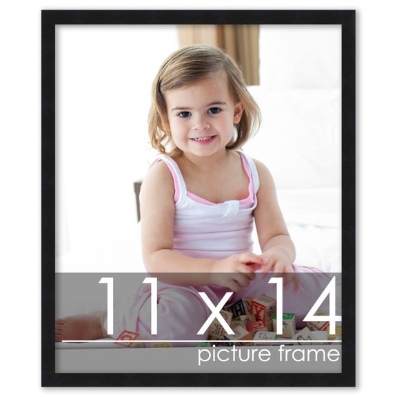 11x14 Contemporary Black Complete Wood Picture Frame with UV Acrylic, Foam Board Backing, & Hardware