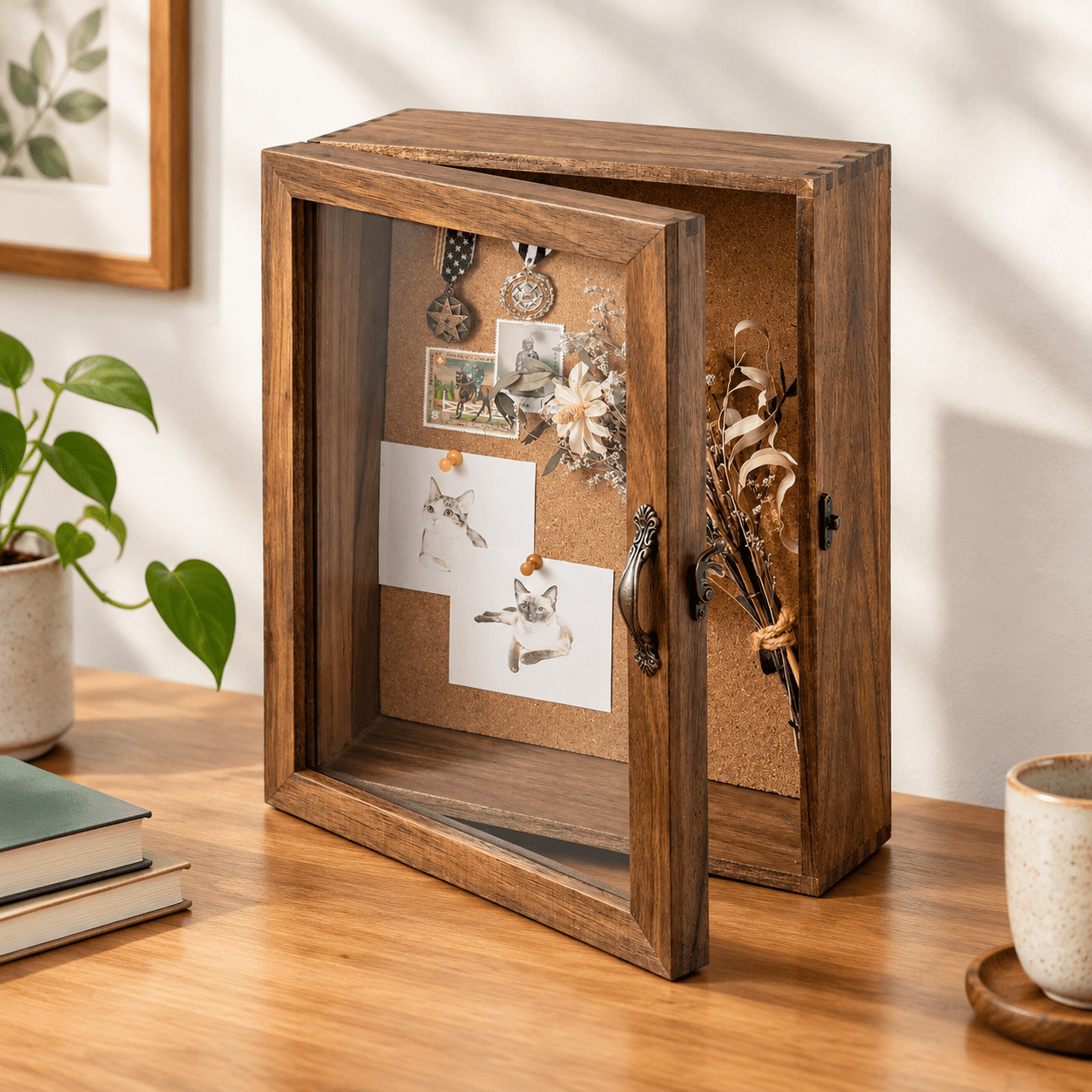 Rectangle Deep Shadow Box 11x14 Deep Shadow Box With Corkding Memory Keepsake Display Case Wall ...