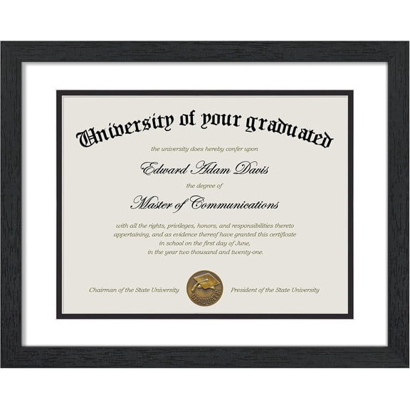 11x14 Diploma Frame Certificate Degree Document Frame with High Definition Glass, 8.5 x 11 with mat for Wall and Tabletop, White Black Double Mat, 1 Pack