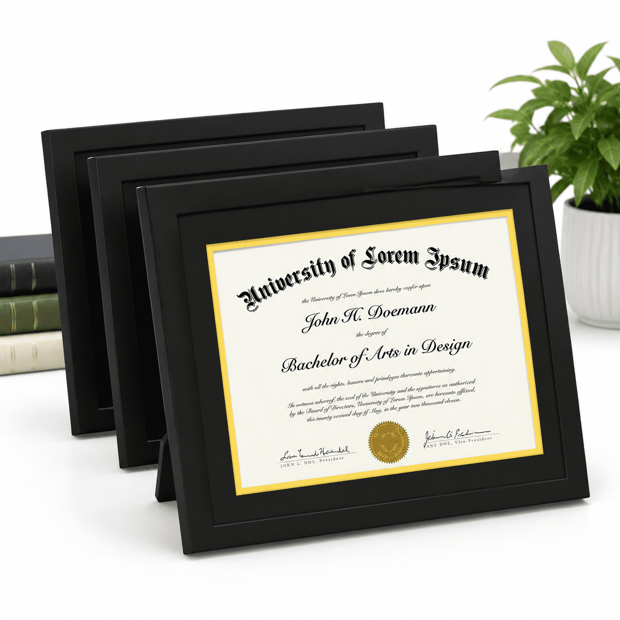 11x14 Diploma Frame Display Document 8.5 X 11 With Mat Black 4 Packs ...